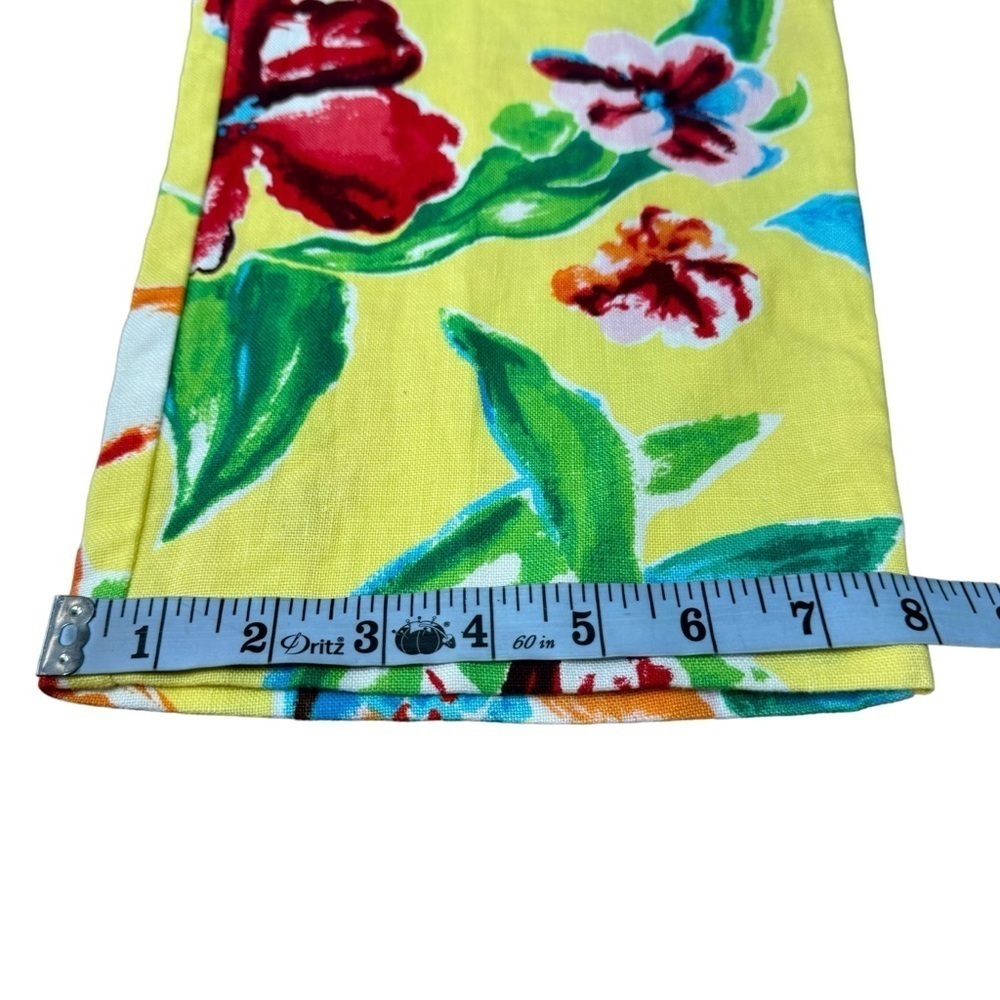 Lauren Ralph Lauren Linen Cropped Pants Women’s 8 Yellow Floral Tropical Hawaii - Picture 15 of 16